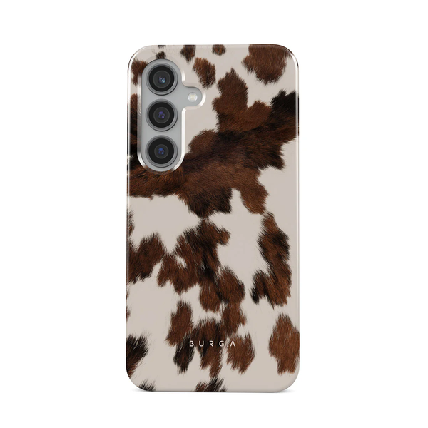 Burga Celestial Samsung Galaxy S24 Hátlapvédő telefon tok - Barna/Fehér Tehén mintás