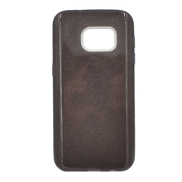 Szilikon telefonvédő (műanyag belső, csillogó hátlap) FEKETE [Samsung Galaxy S7 (SM-G930)] (5996457783045)