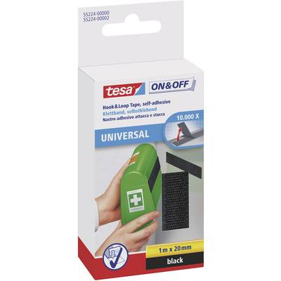 Tesa öntapadós tépőzár, tépőzáras ragasztószalag 1000 mm x 20 mm fekete TESA On & Off 55224-00-01 (55224-00-01)