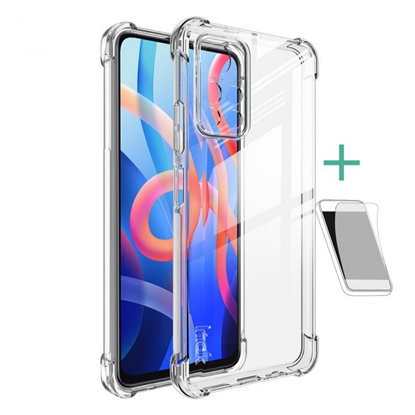 IMAK szilikon telefonvédő (közepesen ütésálló, légpárnás sarok + képernyővédő fólia) ÁTLÁTSZÓ [Xiaomi Poco M4 Pro 5G] (5996591116013)