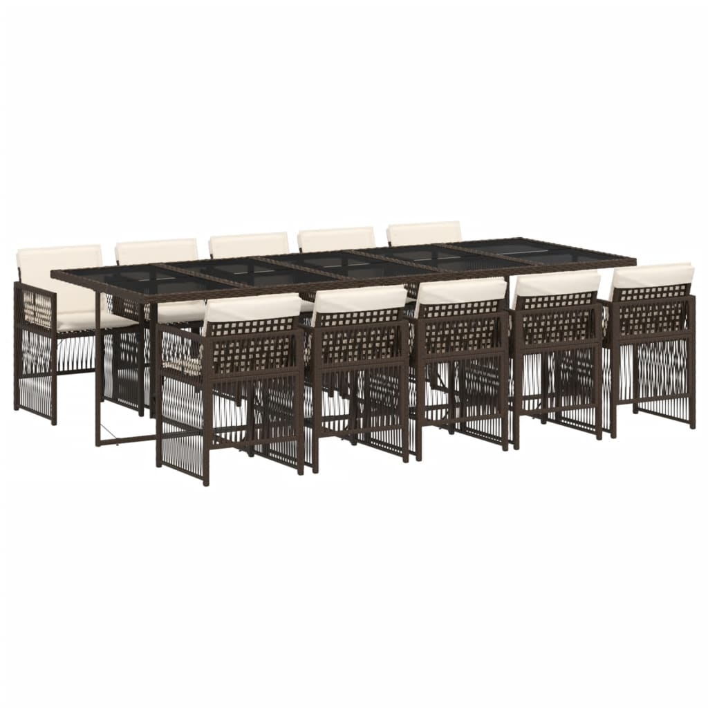 11 részes barna polyrattan kerti ülőgarnitúra párnákkal (3210933)