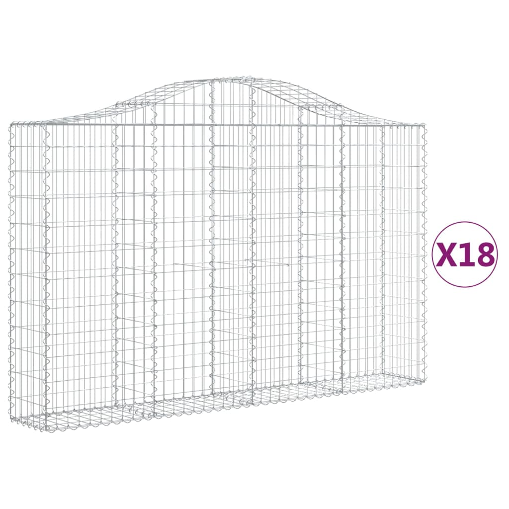 18 db íves horganyzott vas gabion kosár 200x30x120/140 cm (3145465)