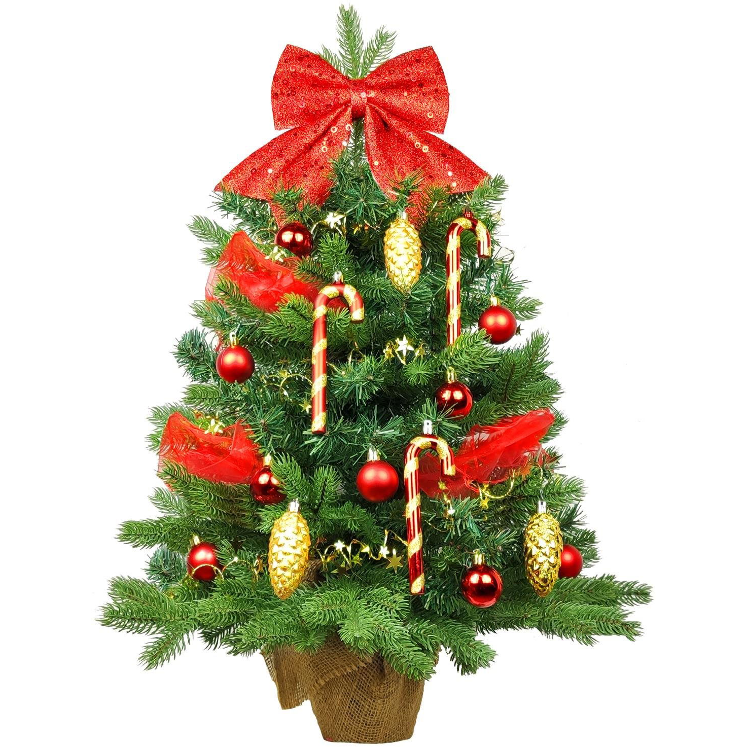 LAALU karácsonyfa LED fényekkel díszítve - Santa Claus, 29 dísz, 60 cm (LAU-2204-OZM-60B)