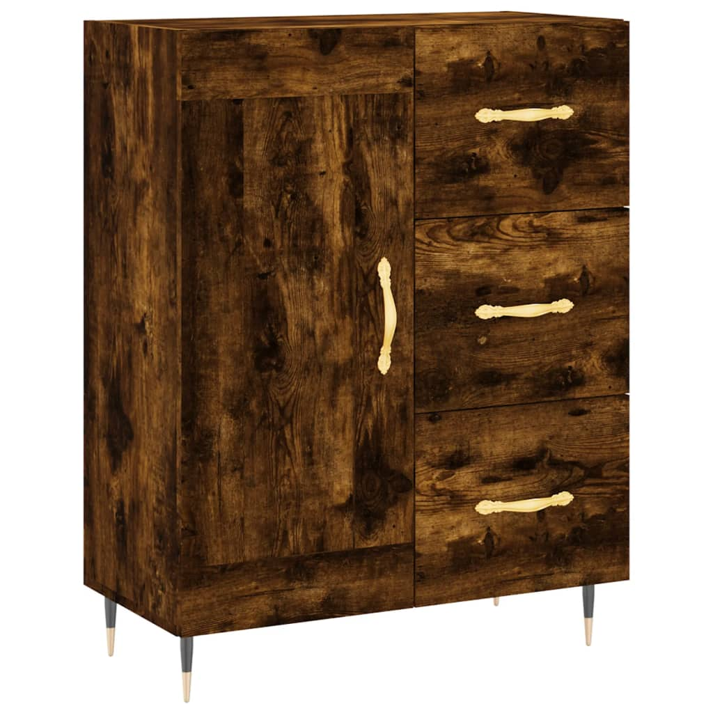 füstös tölgyszínű szerelt fa tálalószekrény 69,5 x 34 x 90 cm (830241)