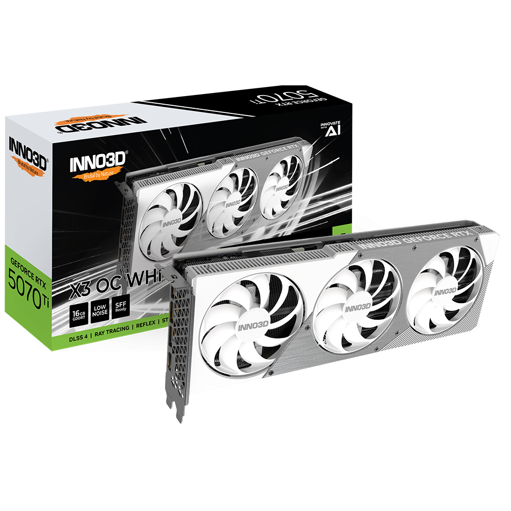 Inno3D GeForce RTX 5070 Ti 16GB GDDR7 X3 OC Videókártya - Fehér (N507T316D7X176068W)