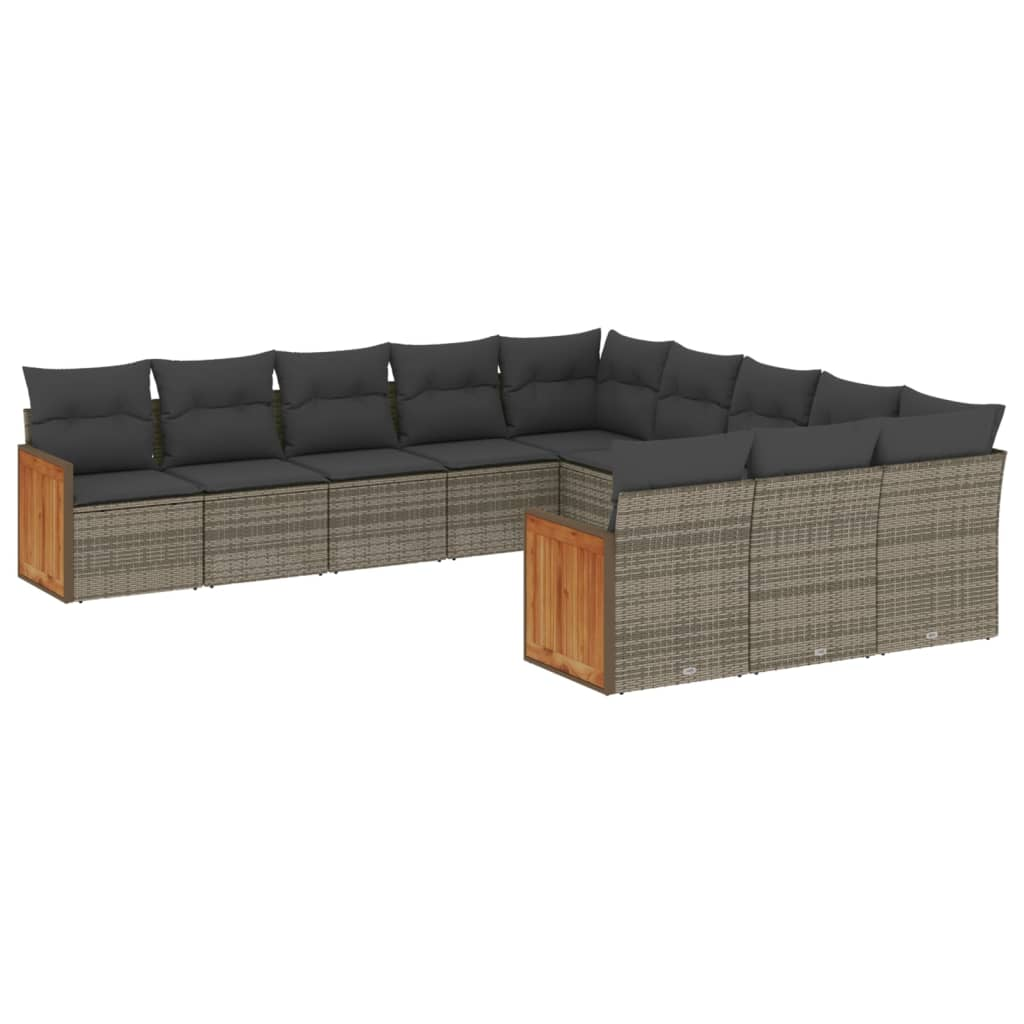 11 részes szürke polyrattan kerti ülőgarnitúra párnákkal (3260513)