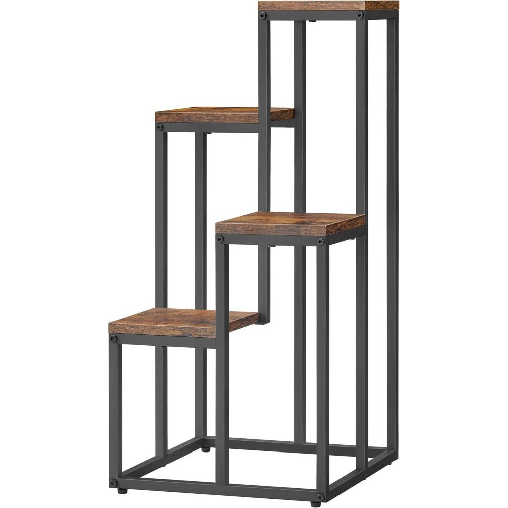 Bravolo Rusztikus/Fekete Lábak Virágágyás Könyvespolc 4 Polccal (model_2809_1)