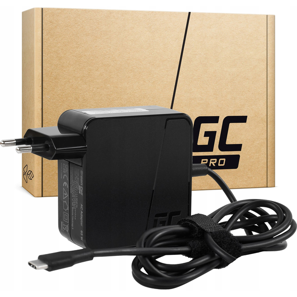 Incarcator Green Cell pentru laptop si Smartphone, compatibil cu Acer, Apple, Asus, Dell, HP, Huawei, Lenovo, LG, Samsung, 65W, mufa USB-C/USB Type-C