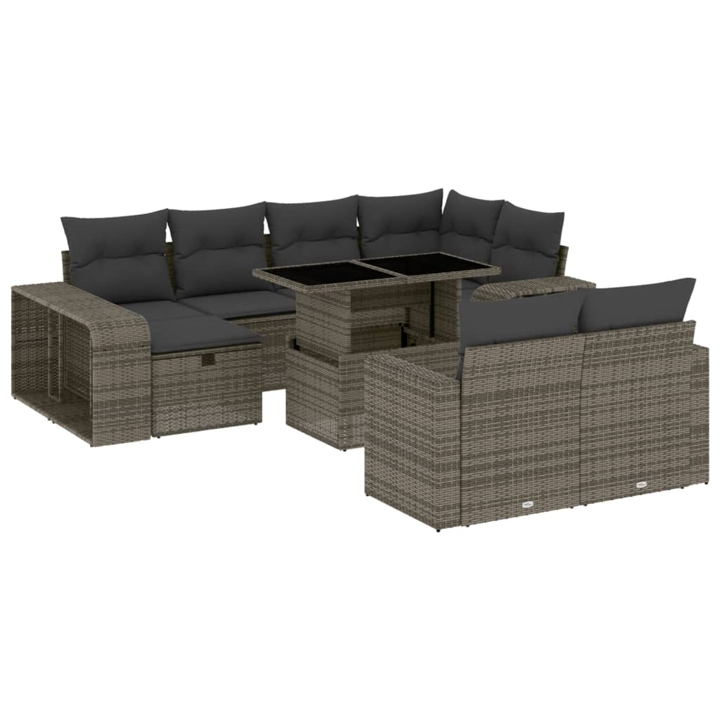 11 részes szürke polyrattan kerti ülőgarnitúra párnákkal (3276506)
