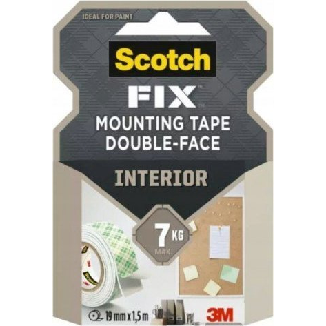 Ragasztószalag, kétoldalas, 19 mm x 1,5 m, 3M SCOTCH "Interior" (SIL732203/ALL)