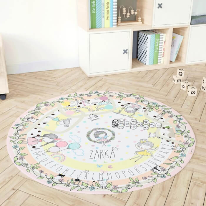 Játszószőnyeg tündérekkel lányoknak - Tündéres játszószőnyeg névvel és szivárványokkal (1019p)