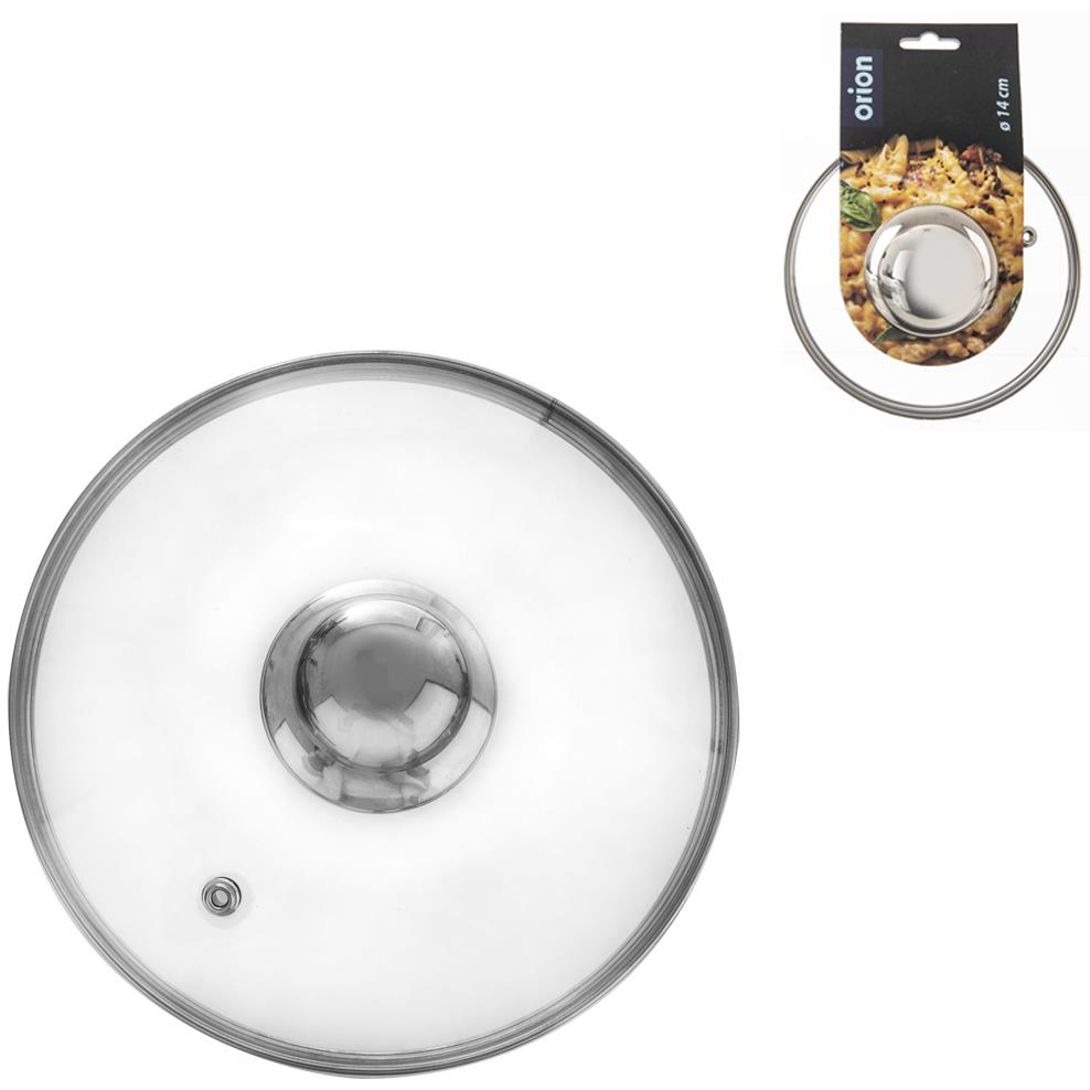 Üvegfedő, 14 cm-es átmérő, rozsdamentes acél fogantyú (122575)