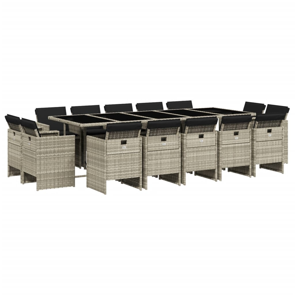 15 részes szürke polyrattan kerti étkezőgarnitúra párnákkal (3210695)