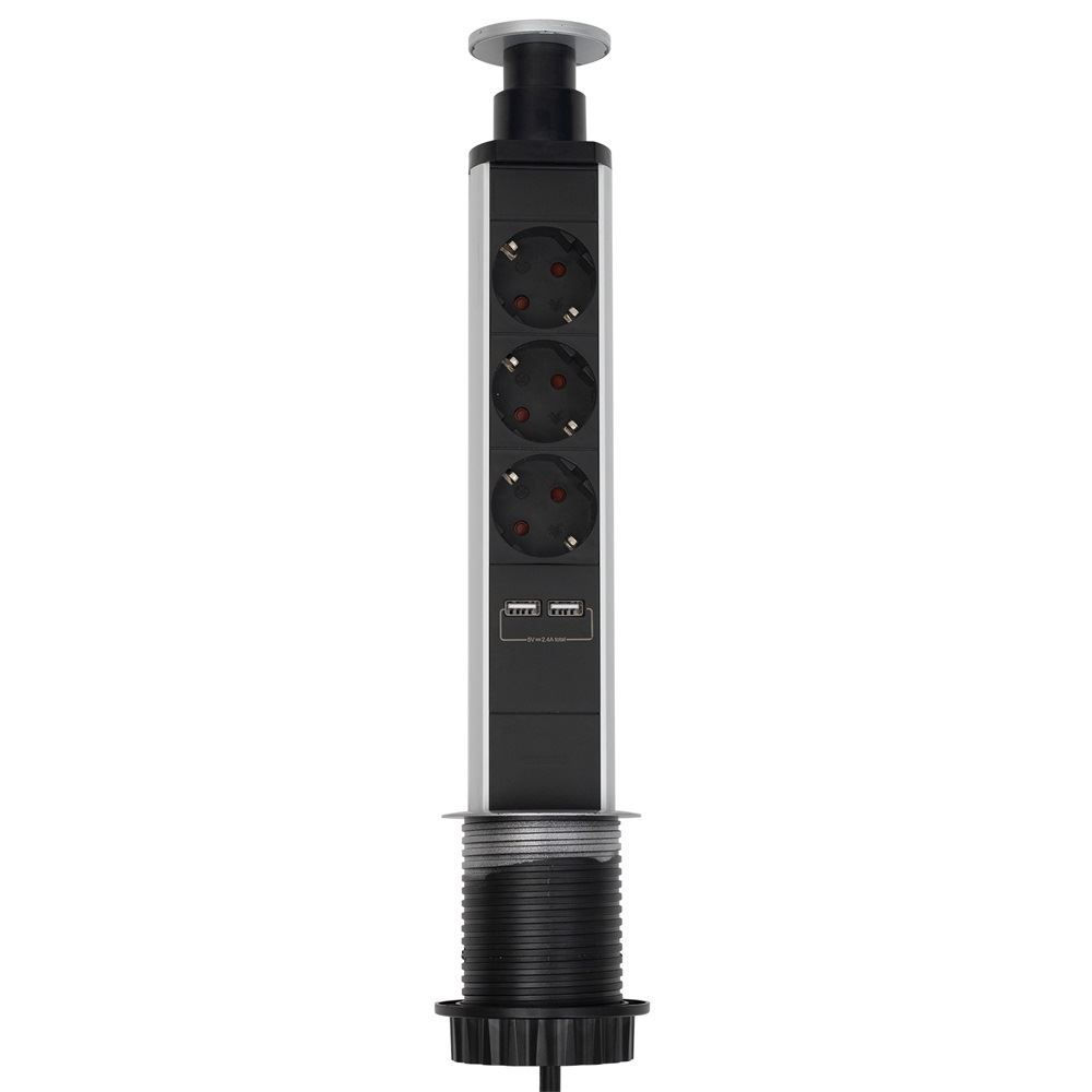 Somogyi süllyesztett elosztó USB töltőaljzatokkal fekete-ezüst (NVE 3/USB) (NVE 3/USB)