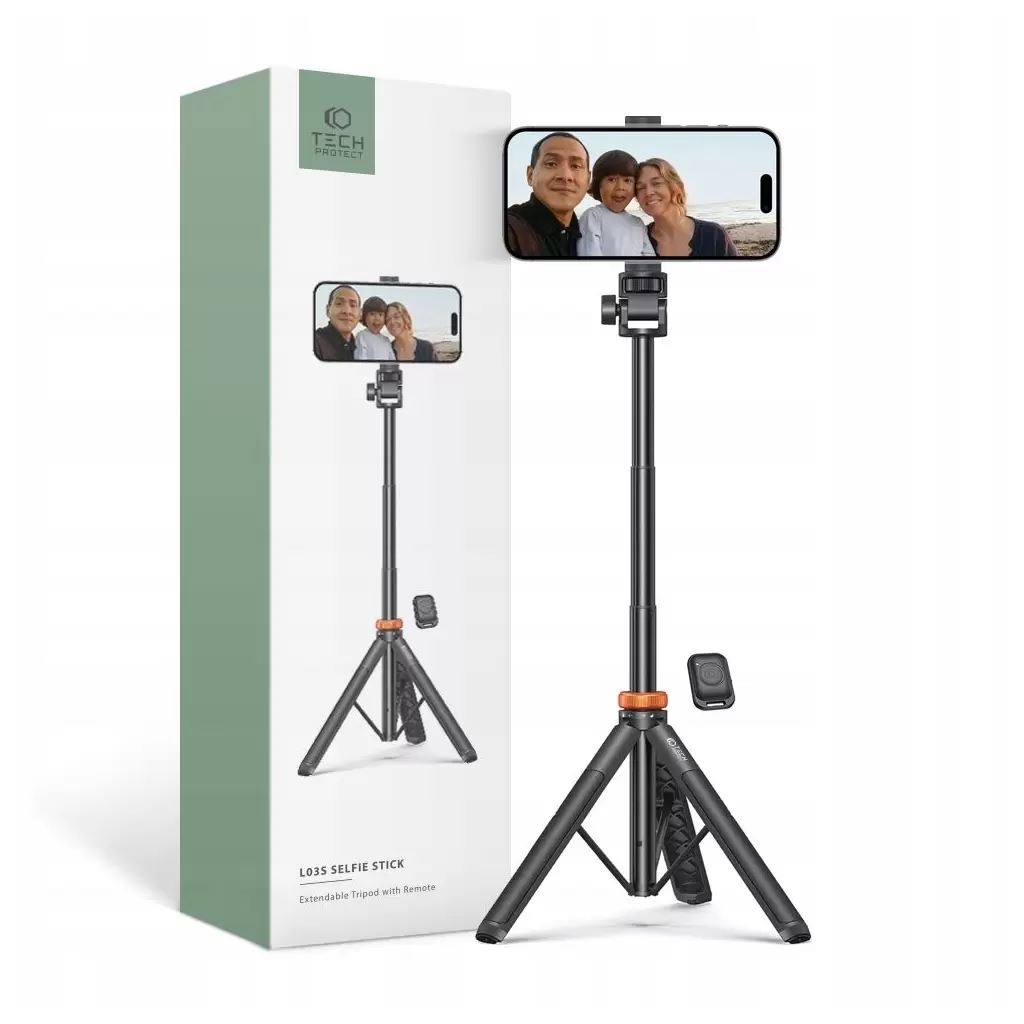 Tech-Protect L03S Vezeték nélküli Selfie bot Tripod fekete (127990) (t127990)