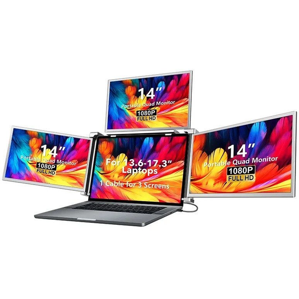 ExtraLink Smart Life S680 14" hordozható monitor, 3 képernyő, IPS, 1080p