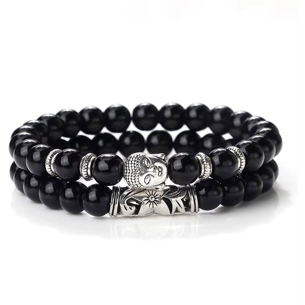 Predator Q1 Amethystwood férfi karkötő, Buddha, szett, 2 db (22192)