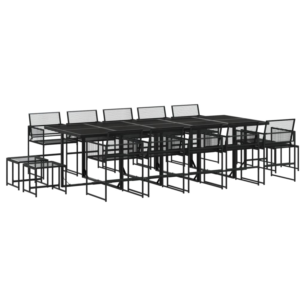 15 részes fekete polyrattan kerti étkezőgarnitúra (3295046)