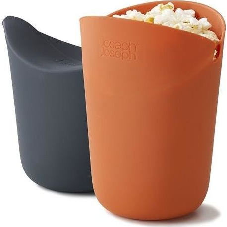 Juego De 2 Máquinas Para Hacer Palomitas Joseph Joseph M-cuisine, En Colores Naranja Y Gris, Ideal Para Preparar Porciones Individuales Saludables En El Microondas.