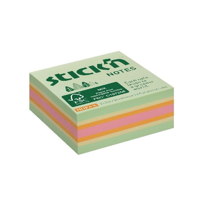 Stick'N 51x51mm öntapadó jegyzettömb - Vegyes (240 lap / tömb) (21889)