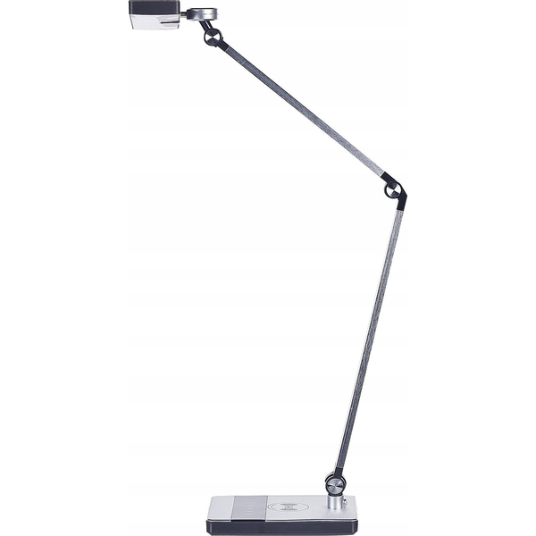 Lámpara De Mesa Led De Metal Plateado Interruptor Táctil Cargador Inalámbrico Lacerta