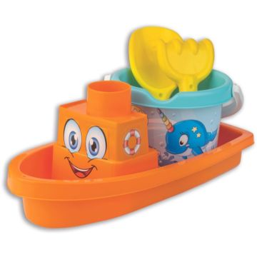 Комплект играчки за пясък Androni - Happy Fish, Лодка с кофа и аксесоари