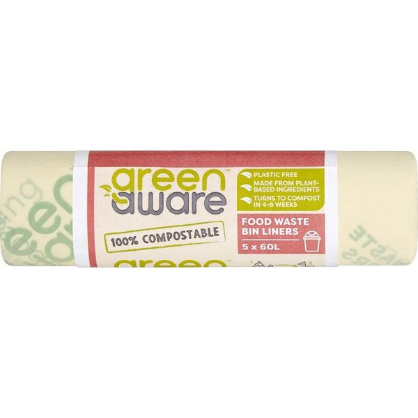  GreenAware GreenAware, Kompostowalne worki na odpady spożywcze 60L, 5 szt.