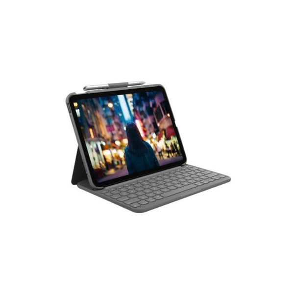 Logitech Slim Folio QWERTZ Svizzere Bluetooth Grigio
