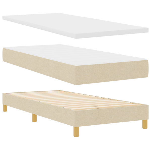 Pat cu arcuri cu saltea crem 90x200 cm stofă