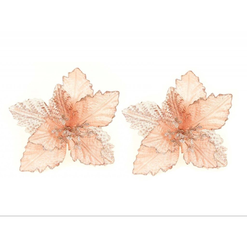 LAALU Karácsonyi dísz - virág, csíptető nélkül, rózsaszín, 20×23 cm, 2 db (LAU-1964)