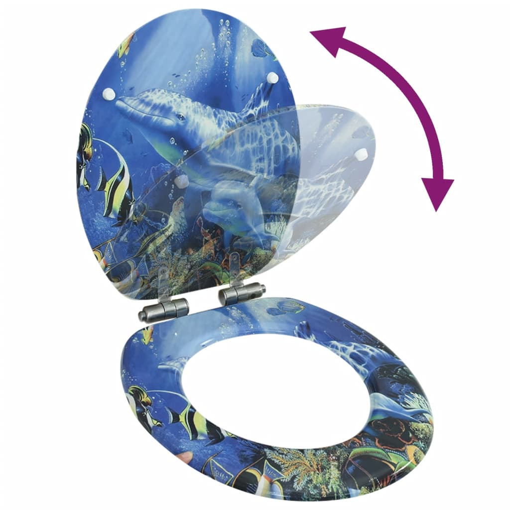 delfinmintás MDF WC-ülőke lassan csukódó fedéllel (143930)