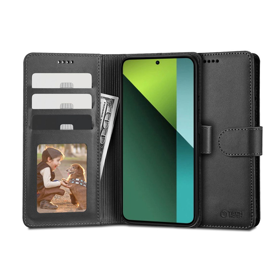 Tech-Protect Wallet flipes bőrtok - Xiaomi Redmi Note 13 Pro 5G/Poco X6 5G - fekete (TP300082)