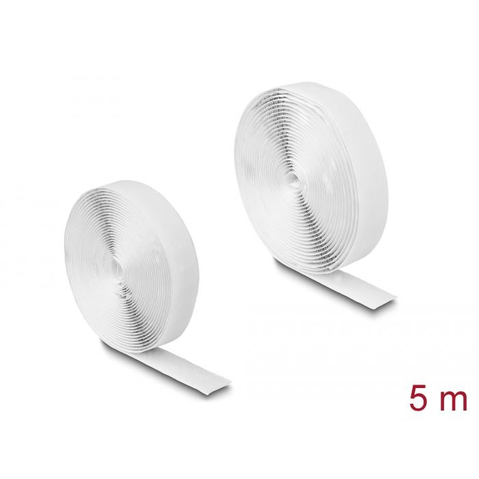 Delock Öntapadó tépőzáras szalag-szett 5m fehér (19062) (19062)