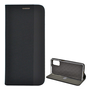 Tok álló, bőr hatású (FLIP, oldalra nyíló, asztali tartó funkció, textil minta) FEKETE [Samsung Galaxy A32 5G (SM-A326)]