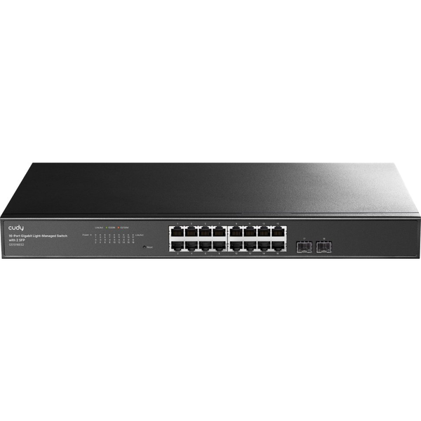Cudy 16-Port Gigabit Cloud Easy-Managed Switch with 2 SFP, GS1016ES2 1.0 Administreret L2 Gigabit Ethernet (10/100/1000) Sort