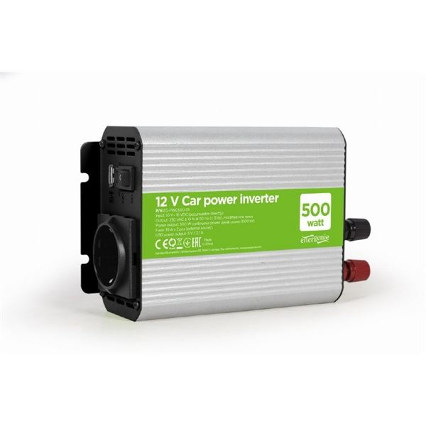 Energenie autós inverter 500W, 12V - 2x USB-A port (EG-PWC500-01) (EG-PWC500-01)