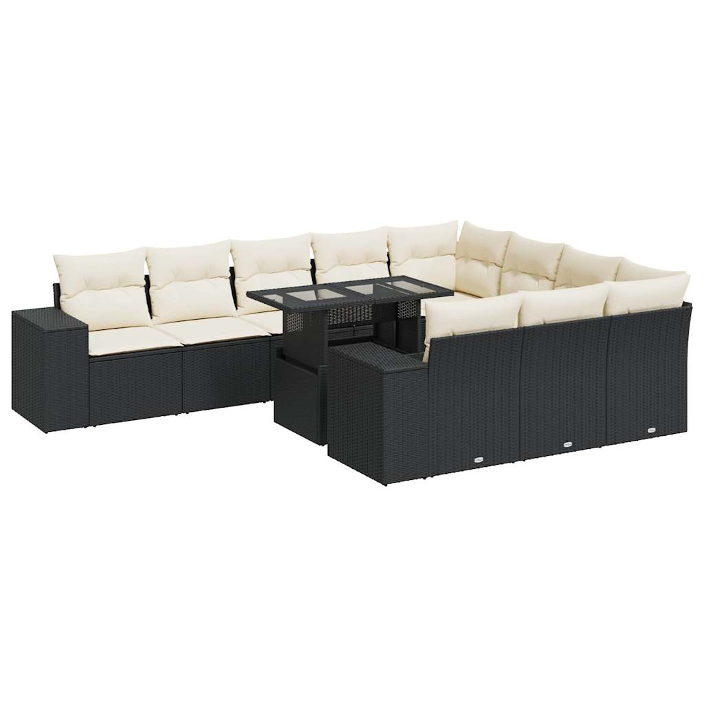 11 részes fekete polyrattan kerti ülőgarnitúra párnákkal (3326867)