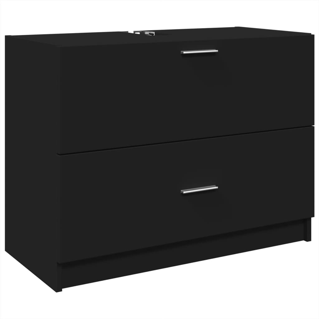 fekete szerelt fa mosdószekrény 78 x 37 x 59 cm (848116)