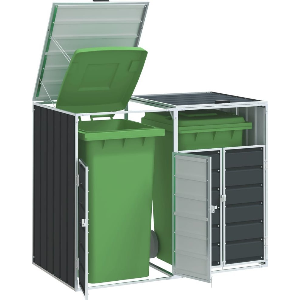 antracit acél kerekes tároló dupla tárolókhoz 138 x 79 x 117 cm (4006177)