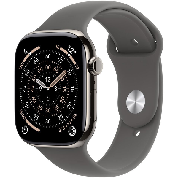 Apple Watch Series 11 GPS + Cellular 42 mm натурален титан каменносив спортен каишка S/M