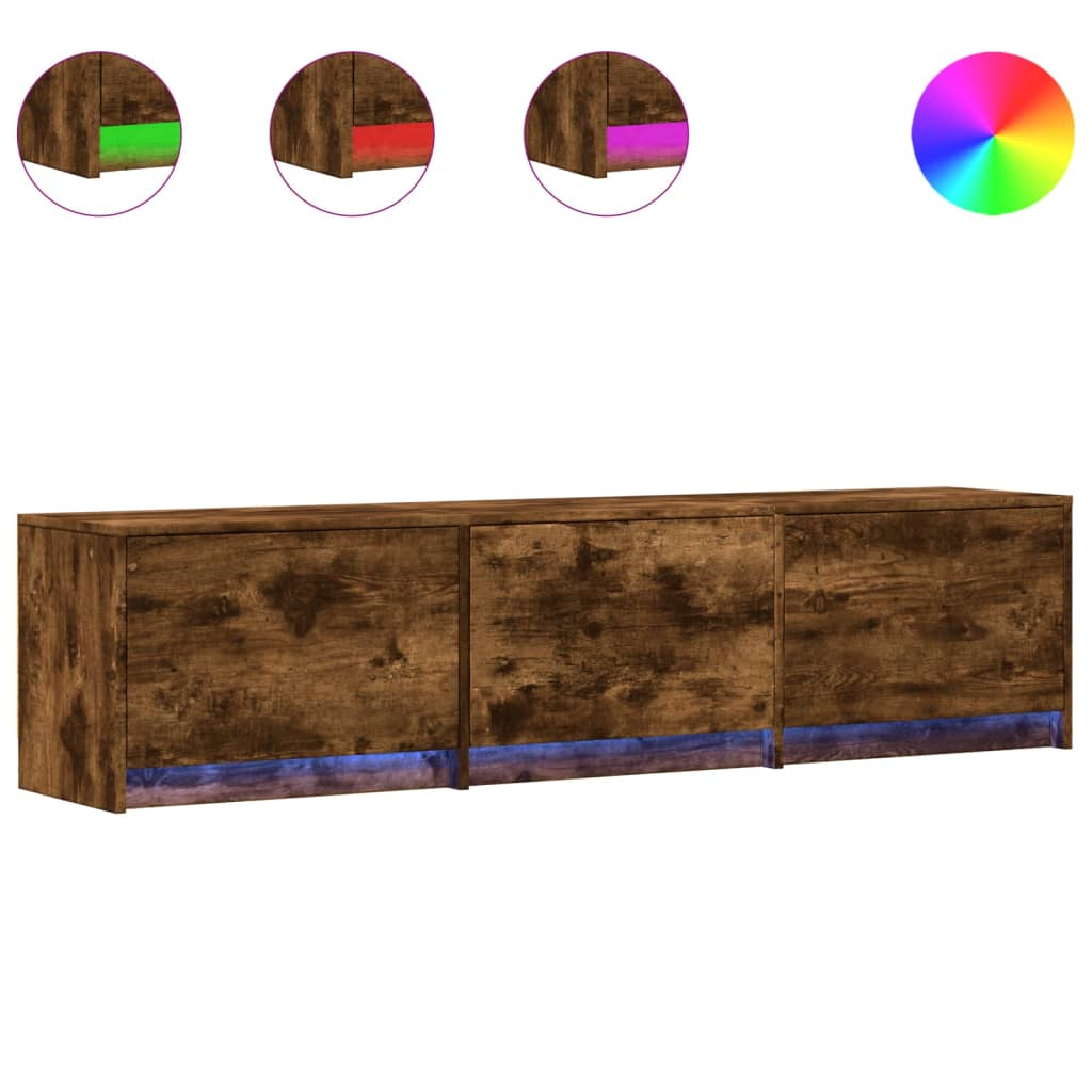 füstös tölgy színű szerelt fa TV-szekrény LED-del 165x34x40 cm (852254)