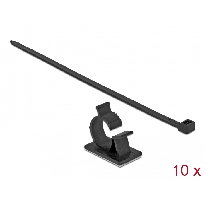 Delock Fekete, 41 x 25 mm-es kábelfogó H 250 x Sz 7,2 mm - kábellel (18882) (18882)