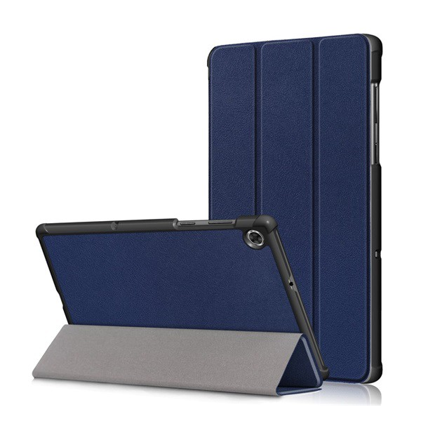 Tok álló, bőr hatású (FLIP, oldalra nyíló, TRIFOLD asztali tartó funkció) SÖTÉTKÉK [Lenovo Tab M10 Plus (TB-X606F)] (5996591012506)