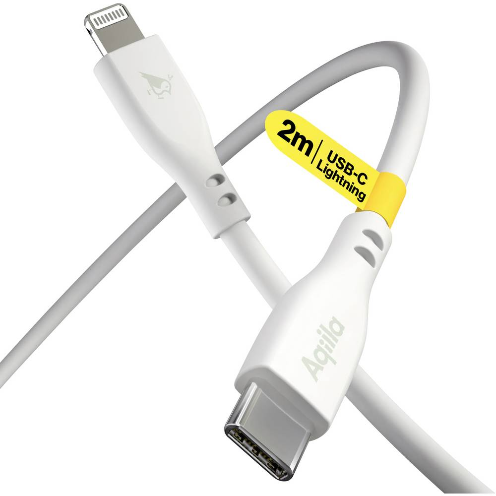 Aqiila CS22 USB-C apa - Lightning apa 2.0 Adat és töltő kábel 2m - Fehér (AQCBPBIC4SI843)