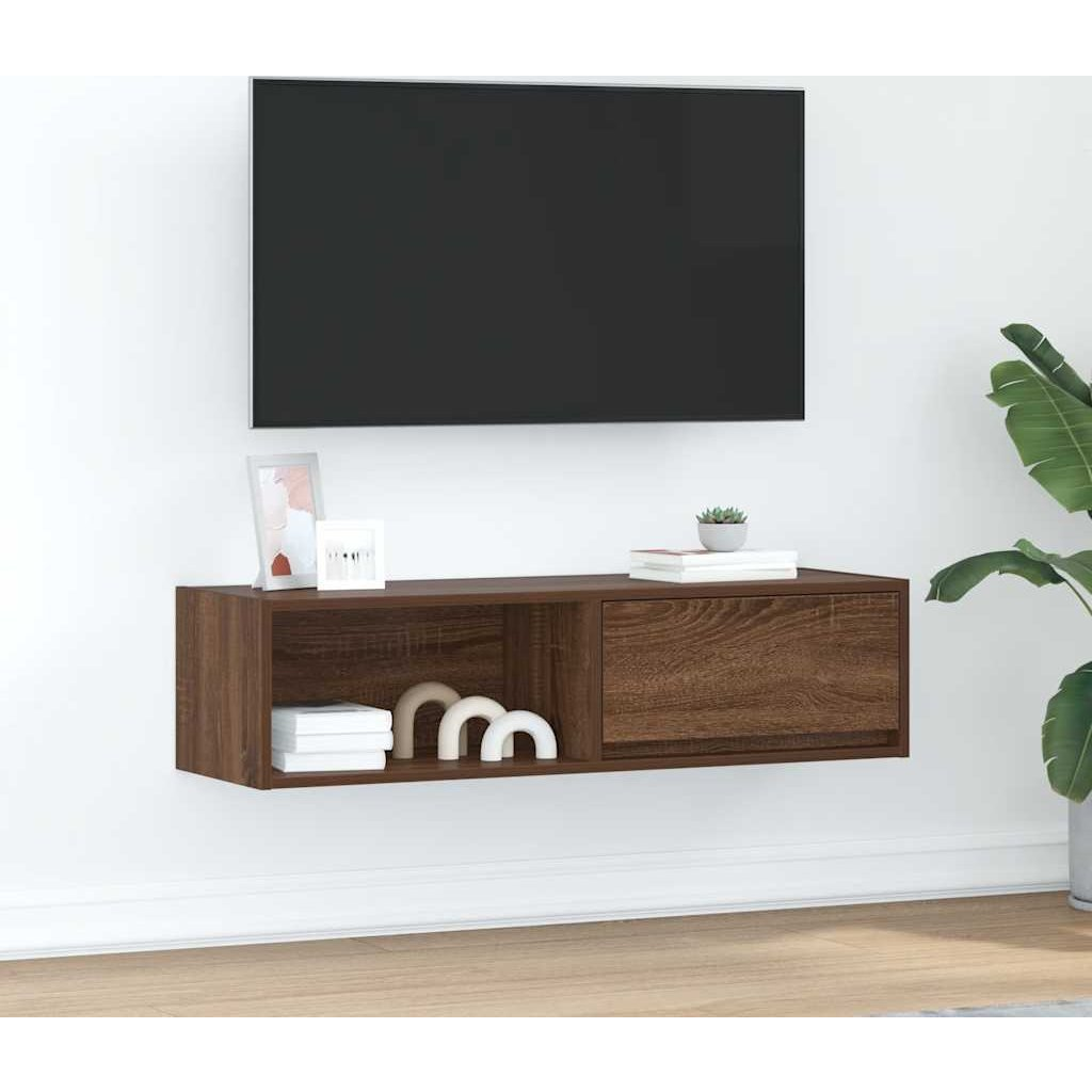 barna tölgy színű szerelt fa TV-szekrény 100x31x25,5cm (861484)