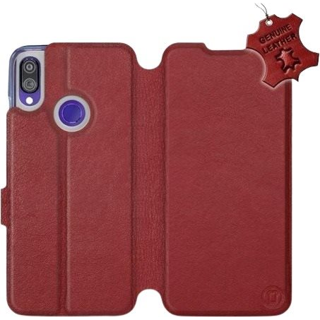 Flip case for Xiaomi Redmi Note 7 - Dark Red - Dark Red Leather