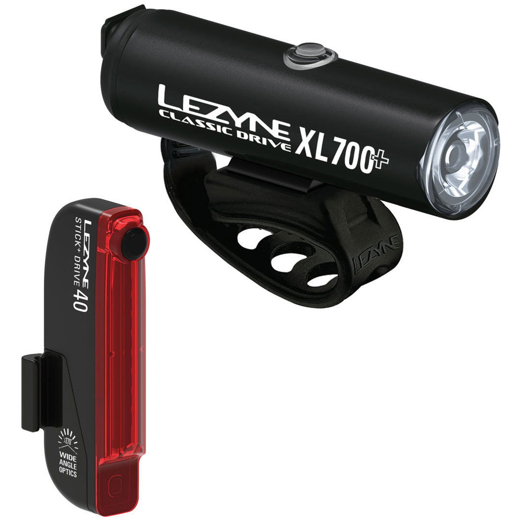 Lezyne Classic Drive XL 700+ / Stick+ Drive Pair / Satin Black / Black (1-LED-30P-V637)