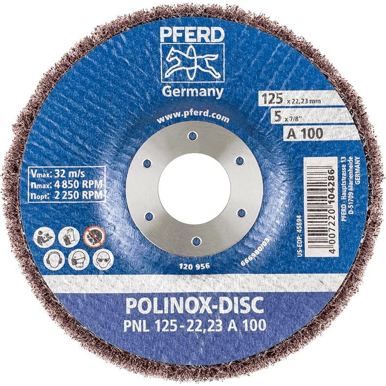 PFERD TOOLS 44692263 POLINOX polár csiszolókorong PNL Ø 125 mm furat Ø 22,23 mm A 280 finom csiszoláshoz és simításhoz 125 mm 5 db (8284750280)