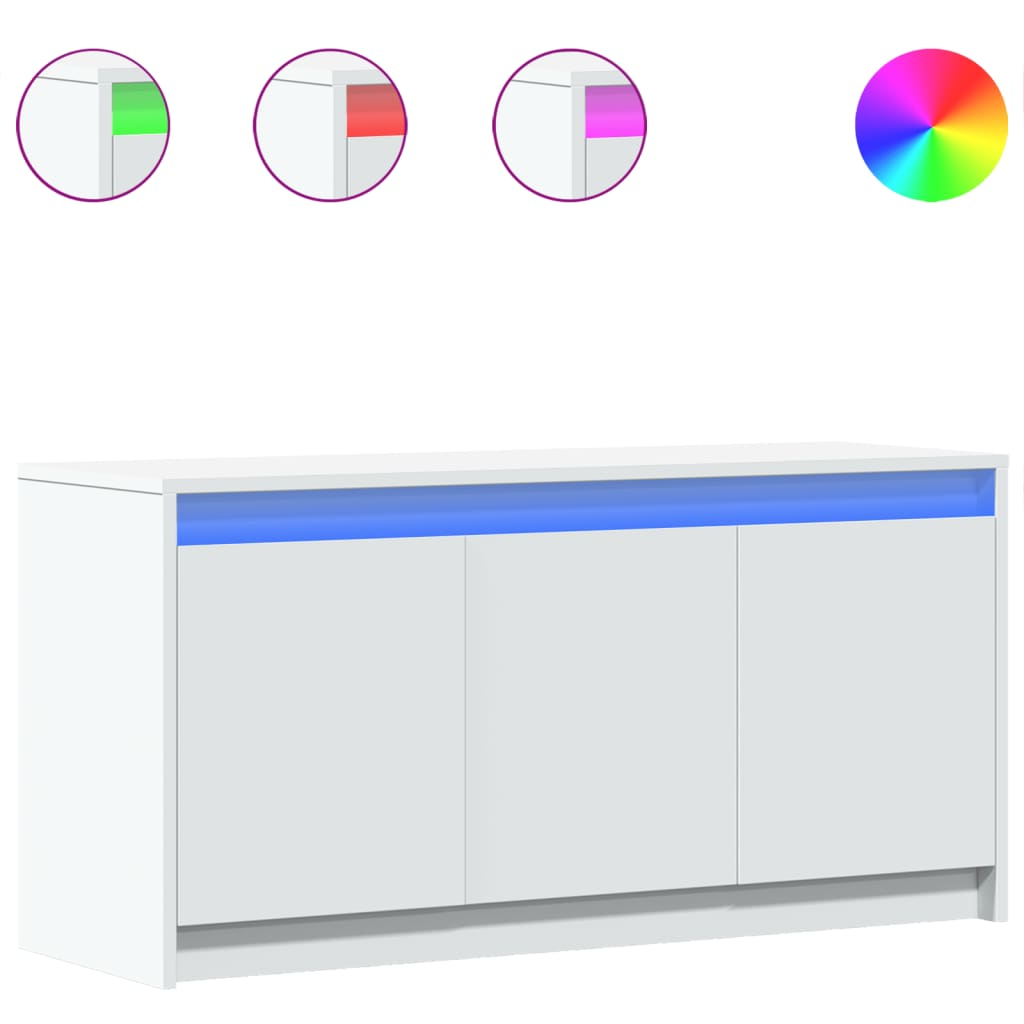 fehér szerelt fa TV-szekrény LED-ekkel 100 x 34 x 50 cm (852208)