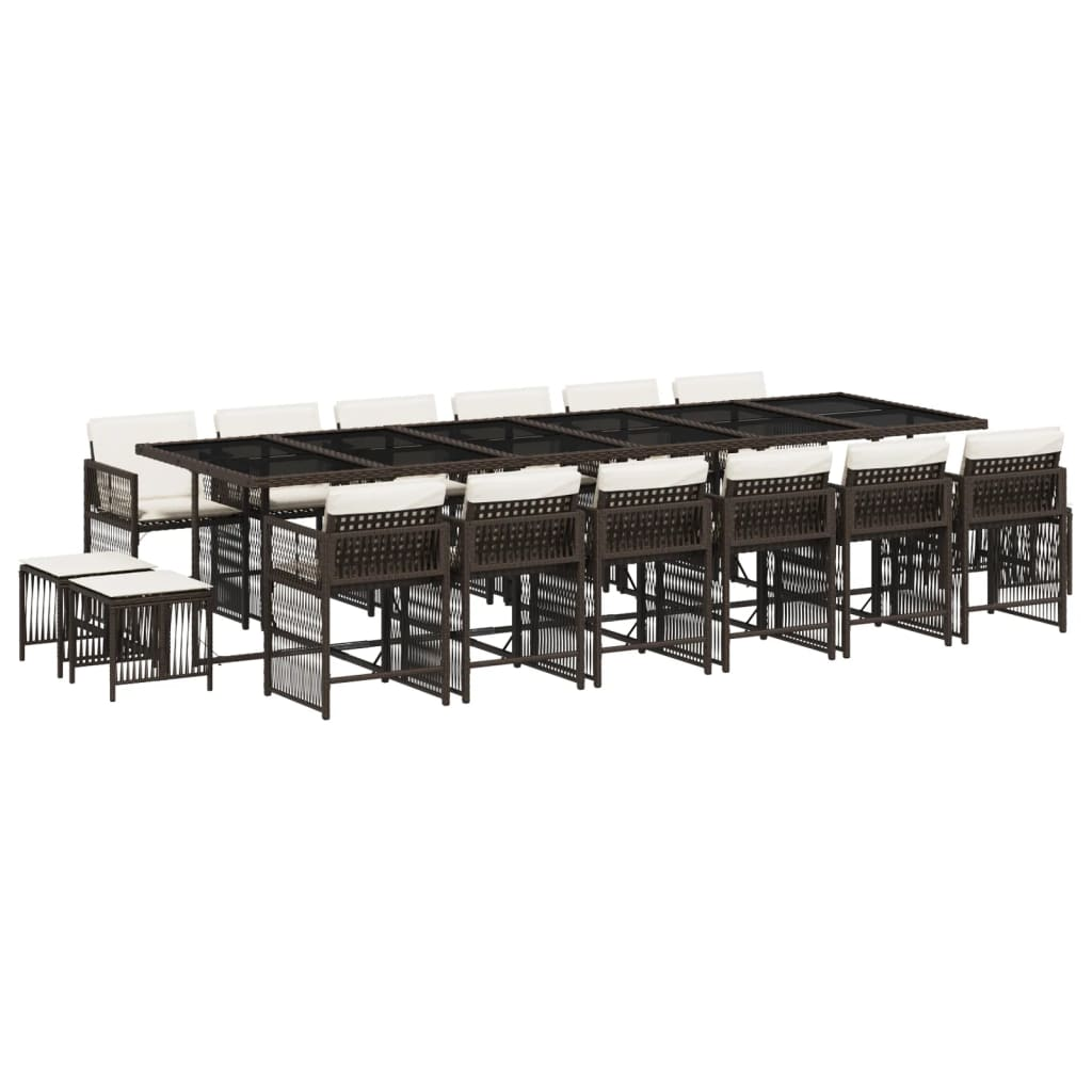 17 részes barna polyrattan kerti étkezőgarnitúra párnákkal (3211725)